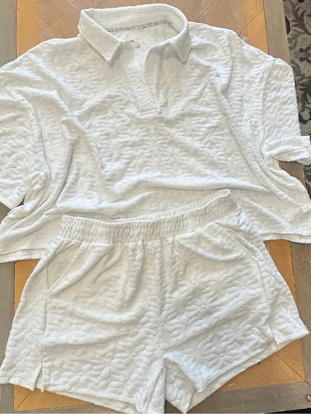 Umgee white floral terry cloth lounge set 🤍